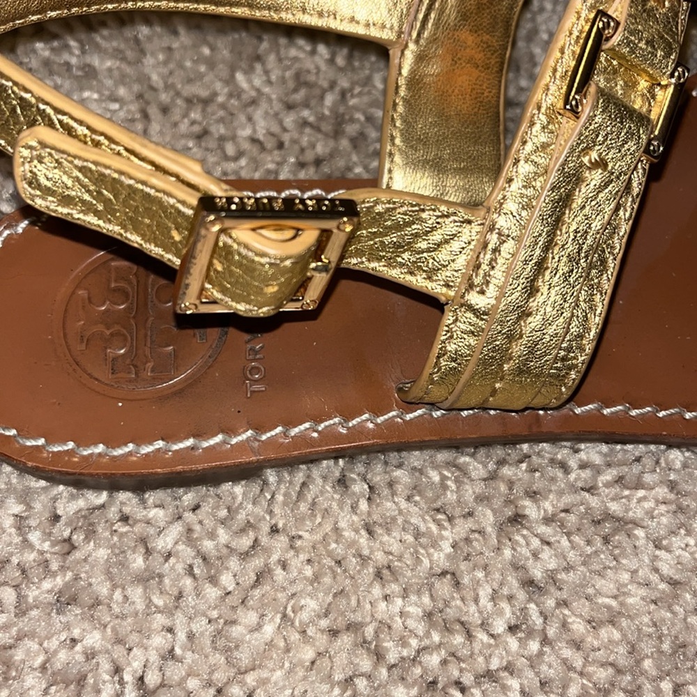 Tory Burch Gold Flat Sandals - Picture 5 of 6